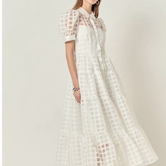 English factory gridded organza tiered maxi dress - Picture 3 of 12